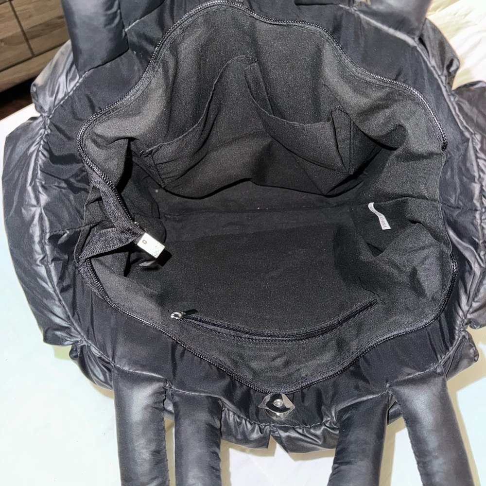 Medium Sized Black Basic Puffer Tote Bag Purse - image 2